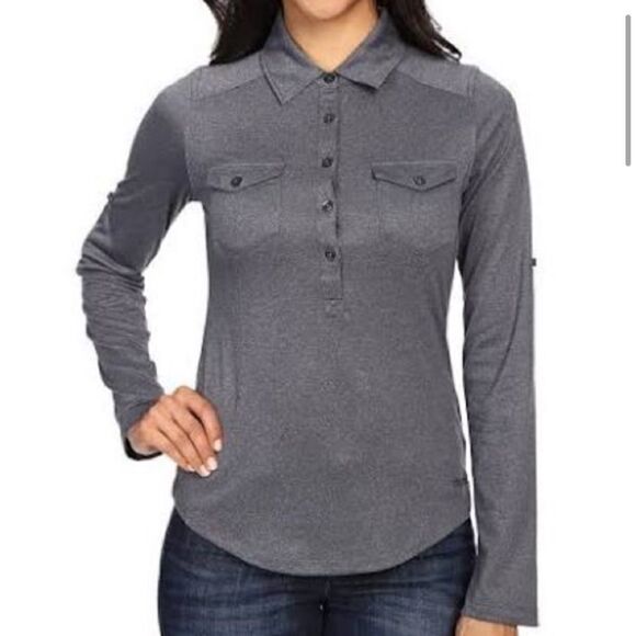 Marmot Allie Long Sleeve Shirt Roll Tab Sleeve Green NEW - Picture 9 of 11